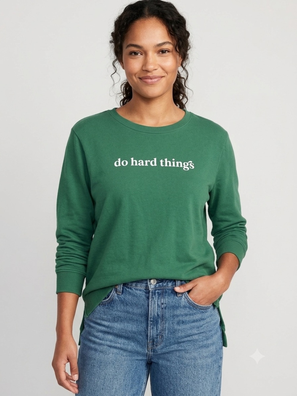 Ramble & Company Green 'do hard things' Crewneck Sweatshirt women’s large